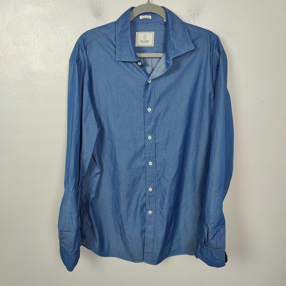 Todd Snyder Other - Todd Snyder Shirt Men's 16.5 34/35 Blue 2-Ply Cotton Button Up Long Sleeve